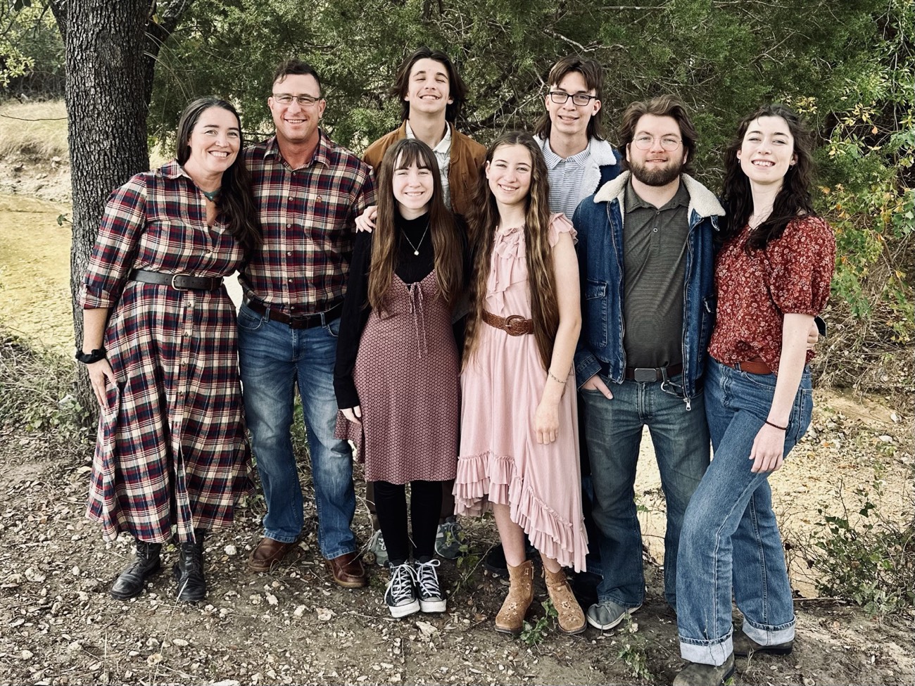 Rev. Jeff Shamess with his wife, Jenny, their five children, and their son-in-law Collin